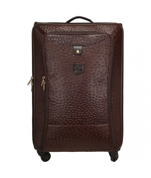 MOZRI Genuine Ostrich Print Leather , Cabin Luggage Trolley Bag