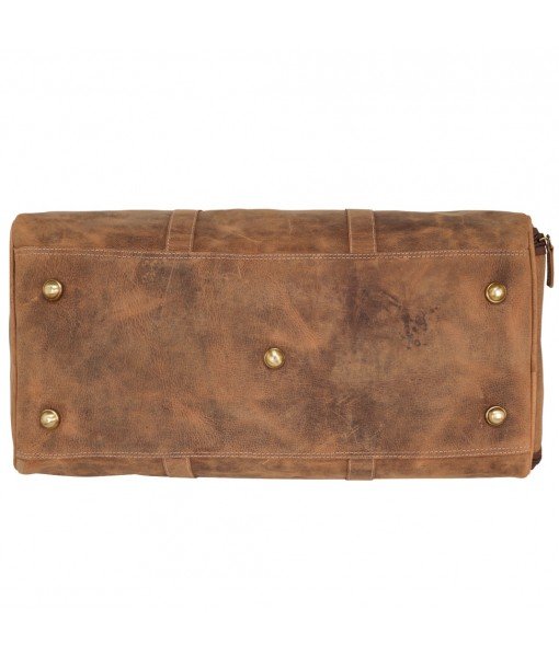 MOZRI Genuine Vintage Leather Travel Luggage Bag, Mens Duffle Retro Carry on Handbag (Shoes Compartment)