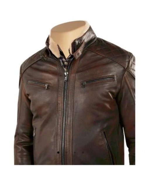 MOZRI  100% Genuine  Lambskin Leather Jacket for Men's