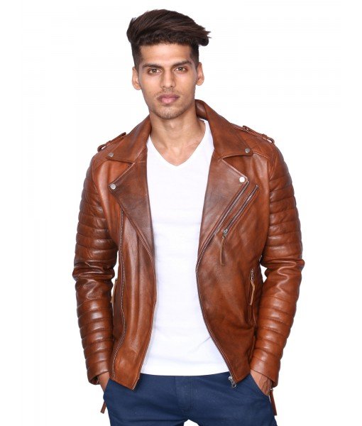 MOZRI 100% Genuine Biker Leather  Jacket For Mens 