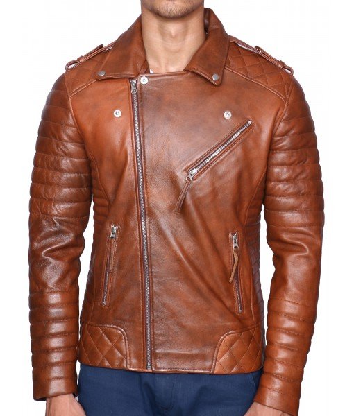 MOZRI 100% Genuine Biker Leather  Jacket For Mens 