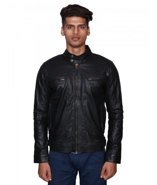 MOZRI 100% Genuine Leather Black Men's Jacket