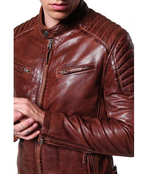 MOZRI 100% Genuine Leather Cherry Maroon Double Tone Men's Jacket