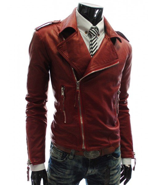 MOZRI 100% Genuine Leather Red Men's Jacket