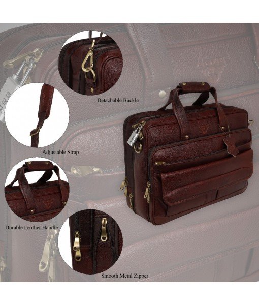 Mozri Leather Accessories 16 Inch Men's Leather Briefcase Laptop Bag