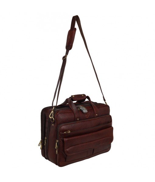 Mozri Leather Accessories 16 Inch Men's Leather Briefcase Laptop Bag
