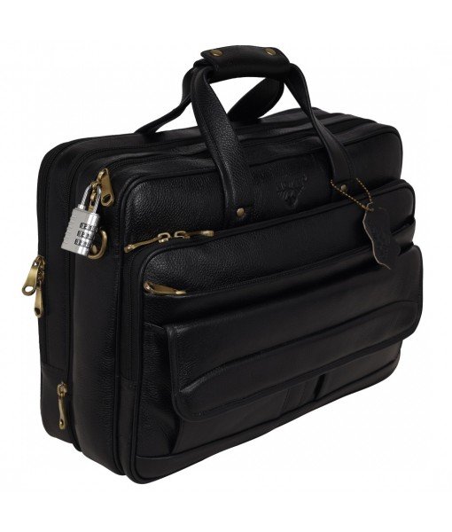 Mozri Leather Accessories 16 Inch Men's Leather Briefcase Laptop Bag