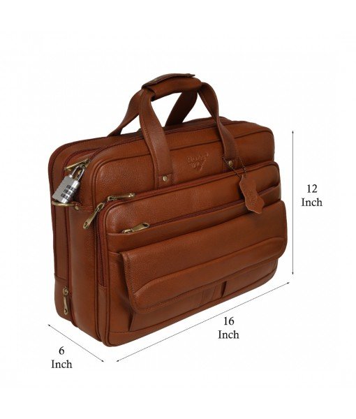 Mozri Leather Accessories 16 Inch Men's Leather Briefcase Laptop Bag