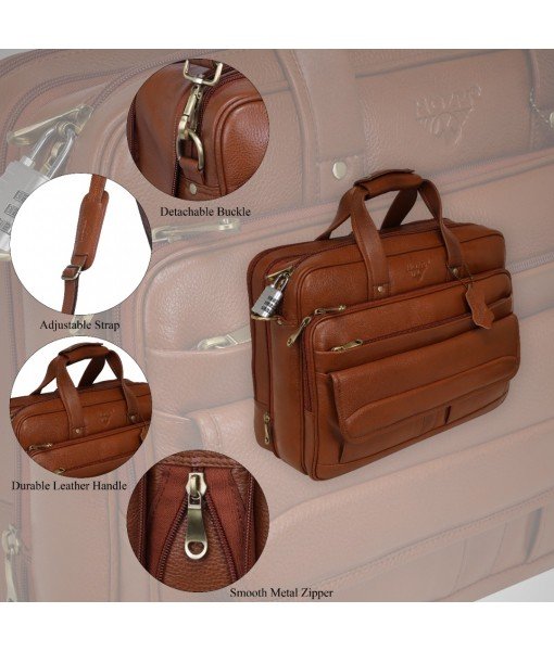 Mozri Leather Accessories 16 Inch Men's Leather Briefcase Laptop Bag