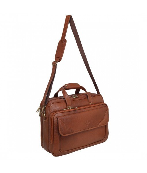 Mozri 100% Leather Shoulder Bag for Men & Women with Expandable Features & Comfortable 15.6'' Inches Laptop Compartment