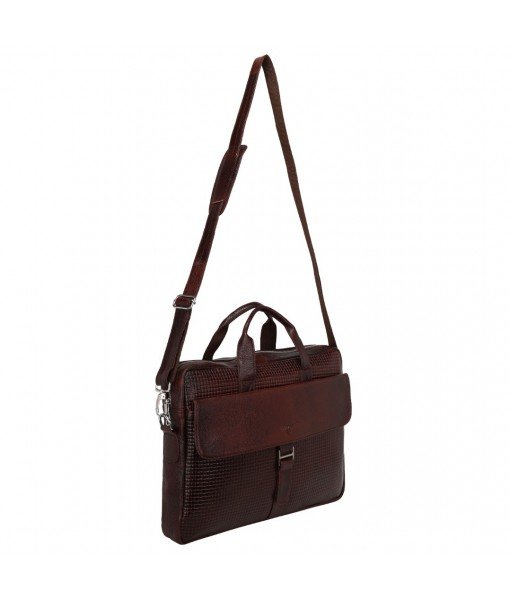 MOZRI Leather Natural Leather Laptop Briefcase Messenger Shoulder Bags for Men's Croco-brown