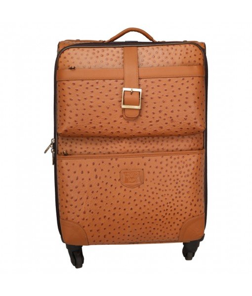 MOZRI Genuine Ostrich Print Leather Check-in Trolley Capacity 52 litres 4 Wheel's