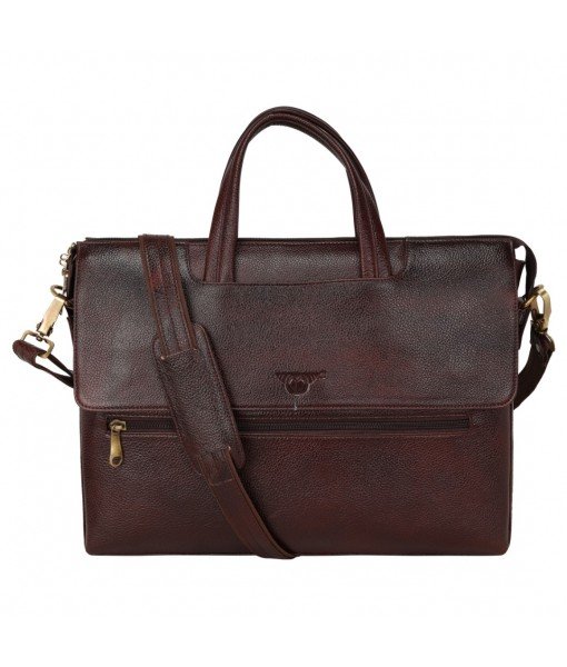 MOZRI Leather Natural Leather Laptop Briefcase Messenger Shoulder Bags for Men's Office (BROWN)