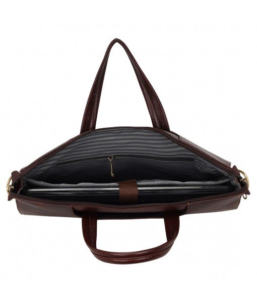MOZRI Leather Natural Leather Laptop Briefcase Messenger Shoulder Bags for Men's Office (BROWN)