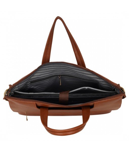 MOZRI Leather Natural Leather Laptop Briefcase Messenger Shoulder Bags for Men's Office (TAN)
