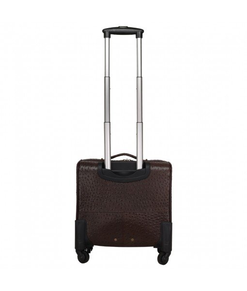 MOZRI Genuine Ostrich Print Leather The Rovello Cabin Size Capacity 42 Litre's Suitcases & Trolley Bags Luggage for Travel ( L-43 X W-22 X H-35 Cm's) (Brown)