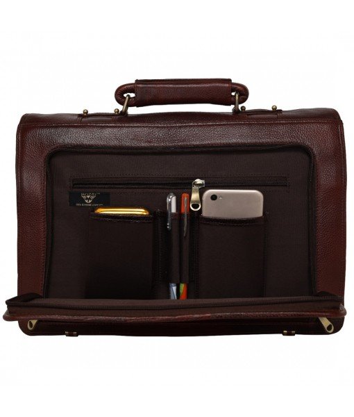 Mozri Leather  17'' Inch Laptop Men's Briefcase Bag Up to 16'' Inch Laptop Compartment 24 Litre's Capacity Expandable Feature's Amite Swiss Security Lock Closure