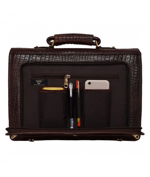 Mozri Leather  17'' Inch Laptop Men's Briefcase Bag Up to 16'' Inch Laptop Compartment 24 Litre's Capacity Expandable Feature's Amite Swiss Security Lock Closure
