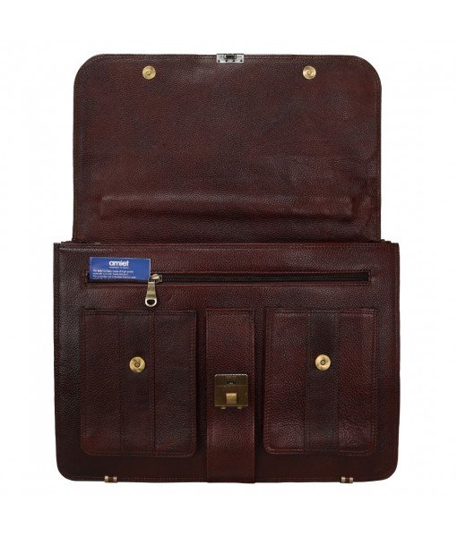 Mozri Leather  17'' Inch Laptop Men's Briefcase Bag Up to 16'' Inch Laptop Compartment 24 Litre's Capacity Expandable Feature's Amite Swiss Security Lock Closure