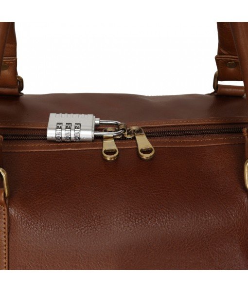 MOZRI Genuine Vintage Leather Travel Luggage Bag, Mens Duffle Bag (Brown)