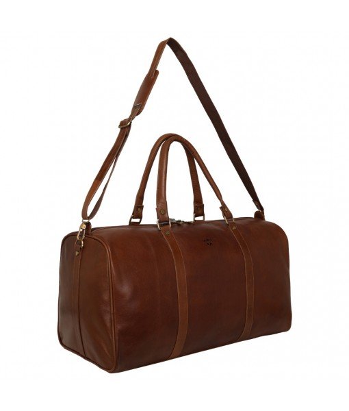 MOZRI Genuine Vintage Leather Travel Luggage Bag, Mens Duffle Bag (Brown)