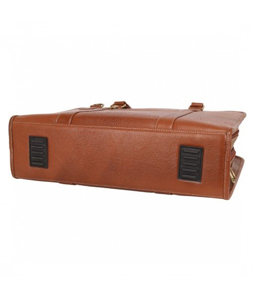 MOZRI 16 Inch Leather Men's Shoulder Bag Briefcase for Men Office (Tan) (Dimension - L-16 X H-12 X W - 5 Inch)