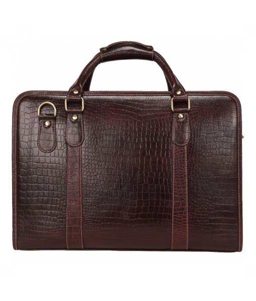 MOZRI 16 Inch Leather Men's Shoulder Bag Briefcase for Men Office (C-Brown) (Dimension - L-16 X H-12 X W - 5 Inch)   
