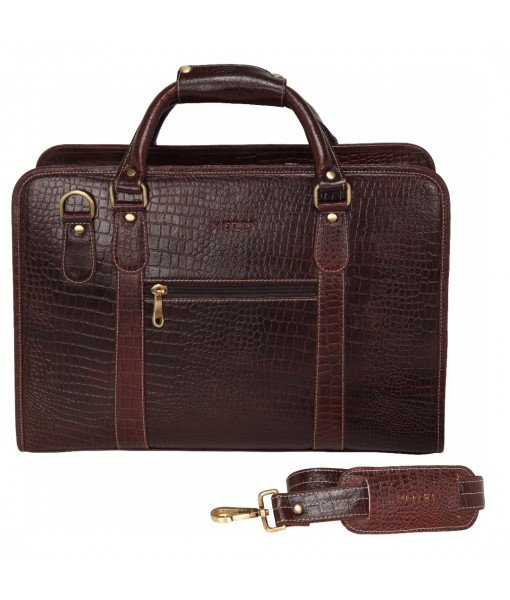 MOZRI 16 Inch Leather Men's Shoulder Bag Briefcase for Men Office (C-Brown) (Dimension - L-16 X H-12 X W - 5 Inch)   