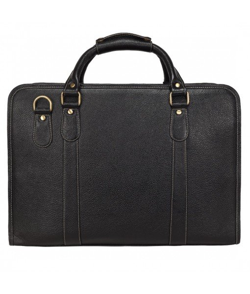 MOZRI 16 Inch Leather Men's Shoulder Bag Briefcase for Men Office (Black) (Dimension - L-16 X H-12 X W - 5 Inch)   