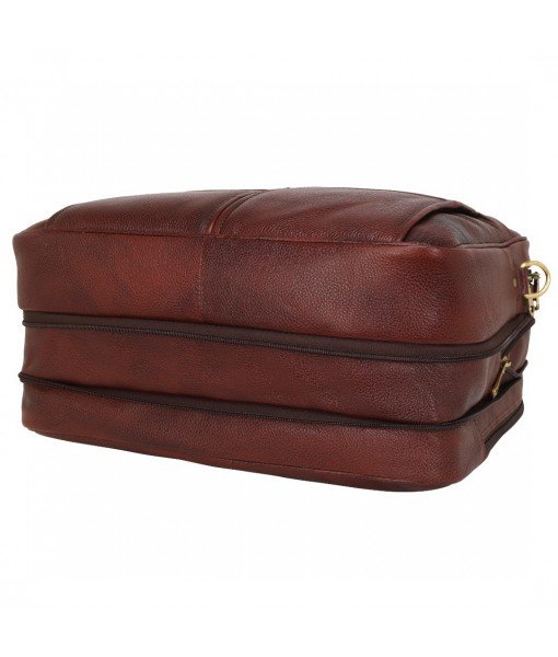 MOZRI Genuine Leather 24 litres Full Expandable Leather Laptop Office Briefcase Messenger Bags for Men 16 inch (Dimension-L-16 X H-12 X W-6 Inch) (Weight-1.4 KG) (Brown)