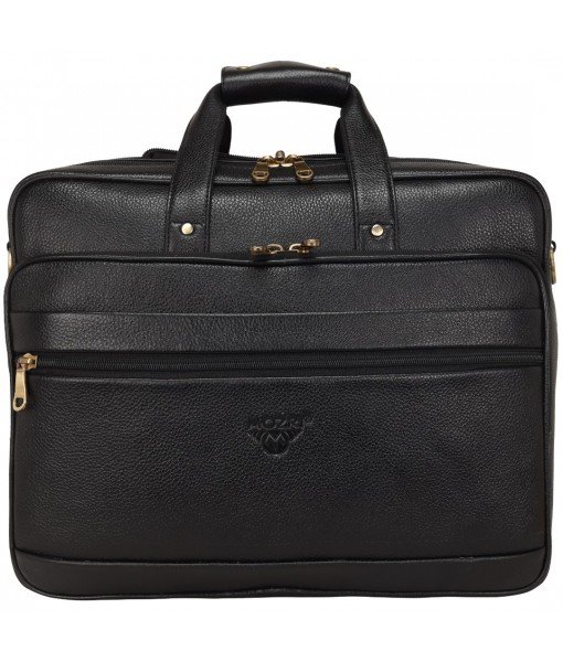 Mozri Leather Accessories 16 Inch 24 litres Capacity Leather Laptop Office Briefcase for Men Upto16 inch Laptop