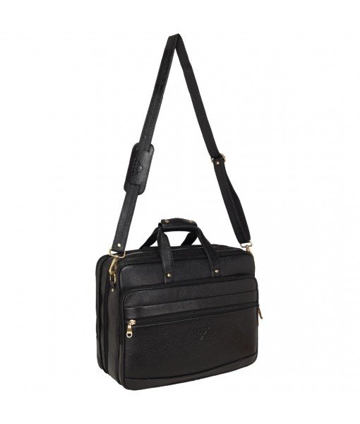Mozri Leather Accessories 16 Inch 24 litres Capacity Leather Laptop Office Briefcase for Men Upto16 inch Laptop