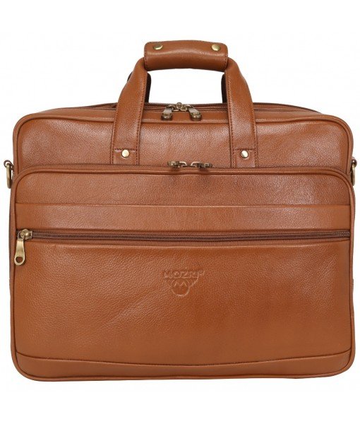 Mozri Leather Accessories 16 Inch 24 litres Capacity Leather Laptop Office Briefcase for Men Upto16 inch Laptop