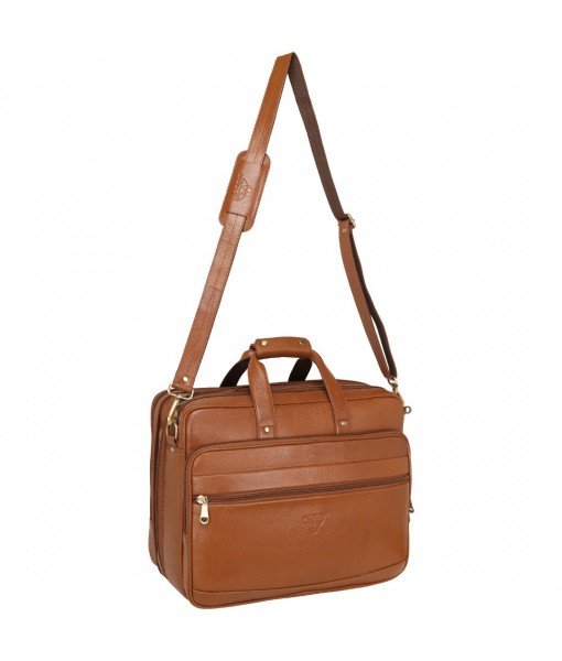 Mozri Leather Accessories 16 Inch 24 litres Capacity Leather Laptop Office Briefcase for Men Upto16 inch Laptop