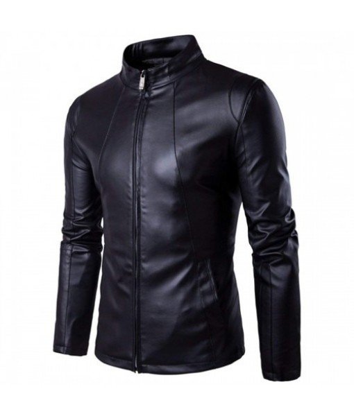 Mozri 100% Genuine Black Leather Jacket For Men