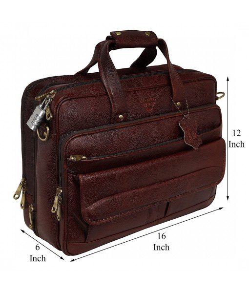 Mozri Leather Accessories 16 Inch Men's Leather Briefcase Laptop Bag