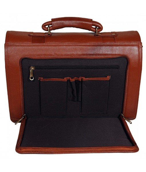 Mozri Leather  17'' Inch Laptop Men's Briefcase Bag Up to 16'' Inch Laptop Compartment 24 Litre's Capacity Expandable Feature's Amite Swiss Security Lock Closure