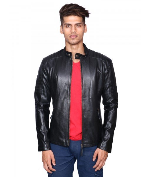 MOZRI 100% Genuine Leather Black Men's Jacket