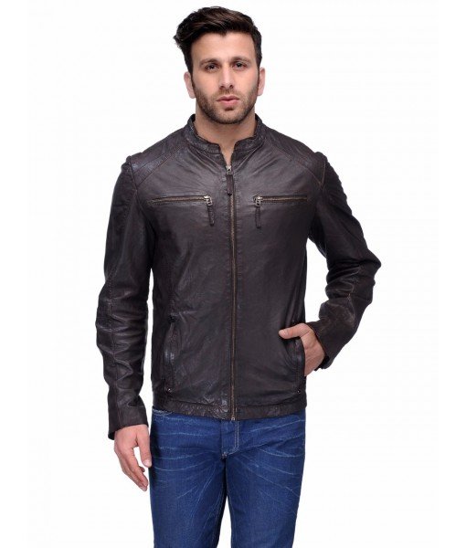 Mozri 100% Genuine Leather Jacket for Men's