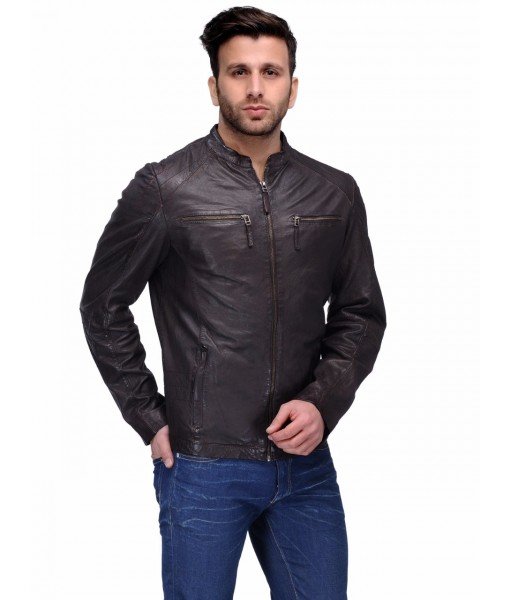 Mozri 100% Genuine Leather Jacket for Men's