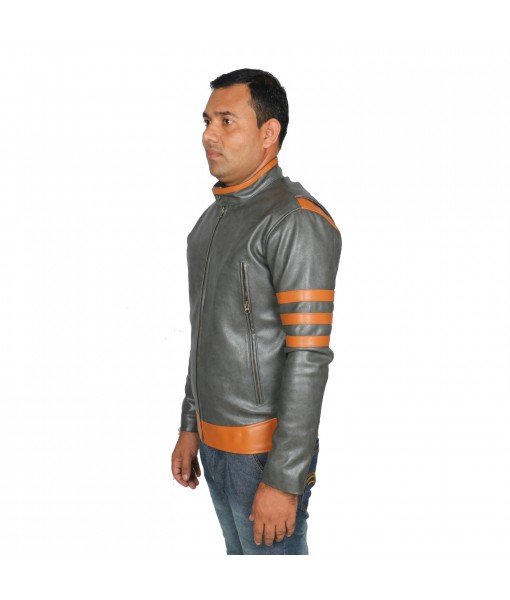 MOZRI 100% Genuine Leather Grey Men's Jacket