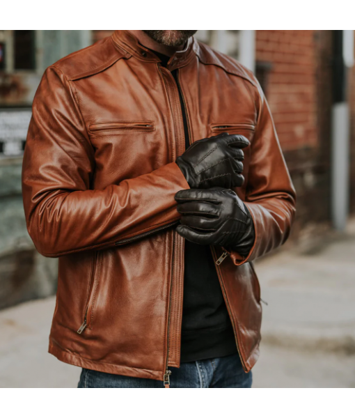 MOZRI  100% Genuine BIKER Leather Jacket for Men's