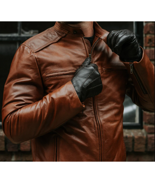 MOZRI  100% Genuine BIKER Leather Jacket for Men's